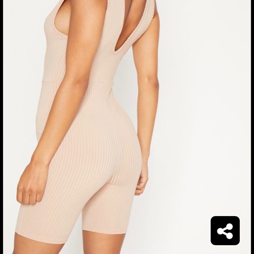 ORANGE Ribbed Plunge Jumpsuit / Unitard